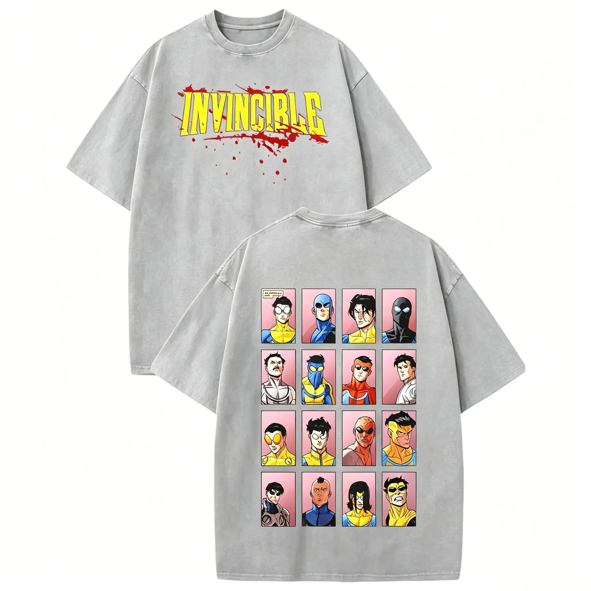 Invincible Vintage Washed Unisex Fit Graphic T-Shirt, Comic Book Superhero Streetwear Casual Tee，Funny Graphic Tee, Men’S Trendy T-Shirts,