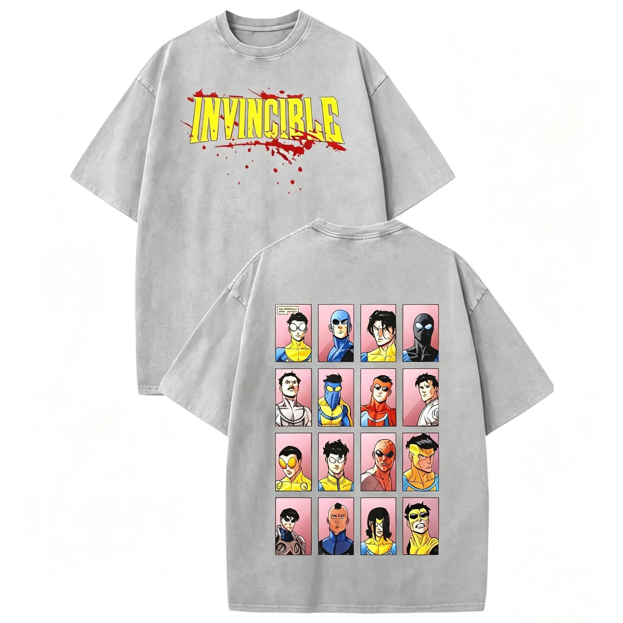 Invincible Vintage Washed Unisex Fit Graphic T-Shirt, Comic Book Superhero Streetwear Casual Tee，Funny Graphic Tee, Men’S Trendy T-Shirts,