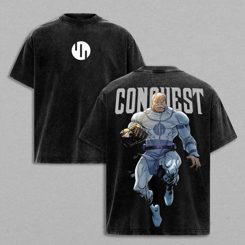 Conquest X Invincible Anime Double Printed Vintage Washed Shirt