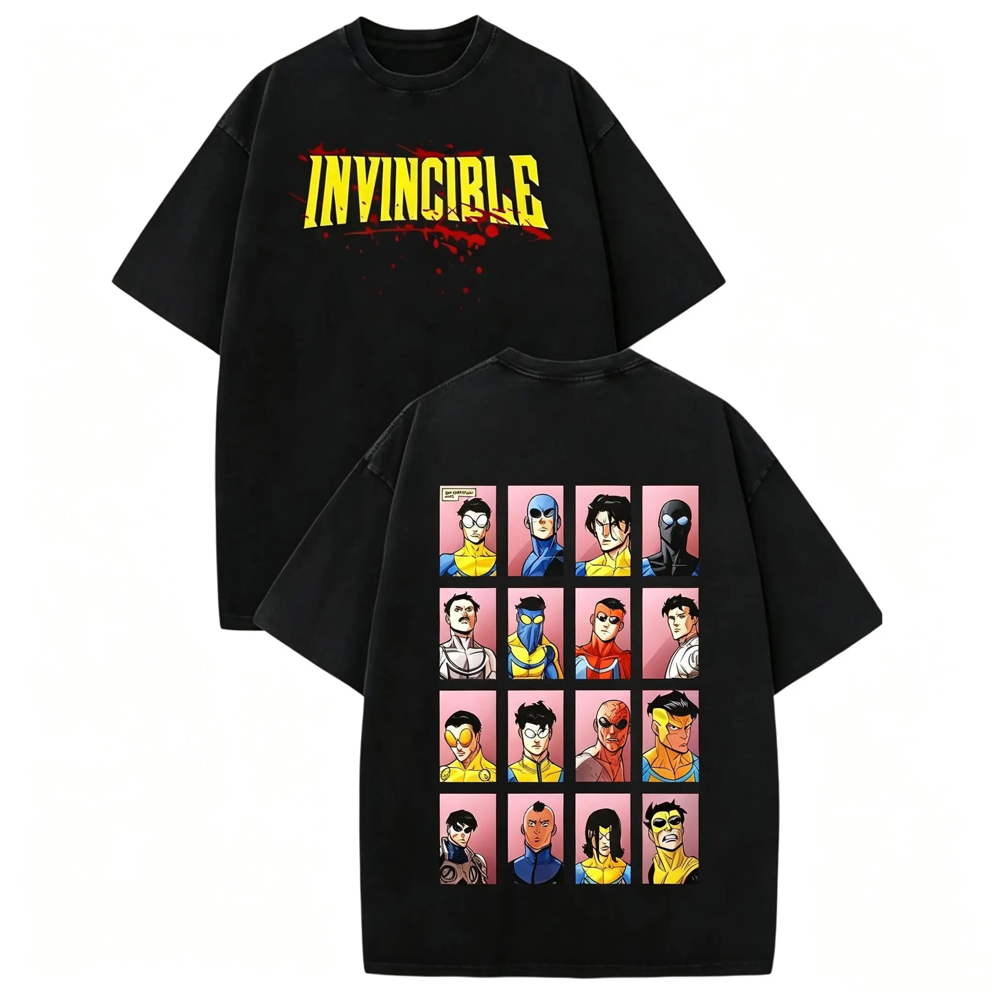 Invincible Vintage Washed Unisex Fit Graphic T-Shirt, Comic Book Superhero Streetwear Casual Tee，Funny Graphic Tee, Men’S Trendy T-Shirts,
