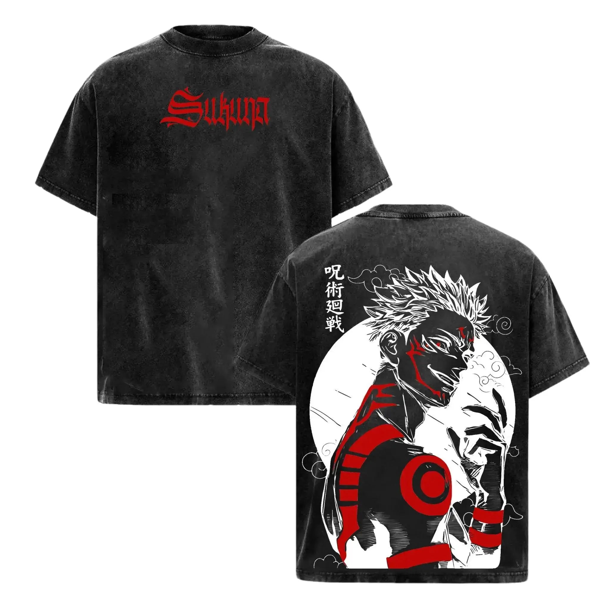 Sukuna Tee Washed – Jujutsu Kaisen Execution the Movie Culling Game Arc Vintage Oversized Heavy Cotton Double Printed Anime Manga T-Shirt, Retro Unisex Streetwear Graphic Top, Ryomen Sukuna’S Vessel Curse King Edition, JJK Japanese Otaku Gift Tee