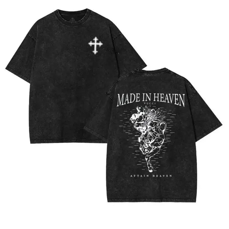 Jojo'S Bizarre Adventure Made in Heaven Graphic Tee Final Stand Power Shirt Retro Anime Jojo Fan Must-Have Outkast Mens Shirts 90S Graphic Tees Vintage Snowman Chill Out T-Shirt Vintage Style Top T-Shirt Casual Menswear