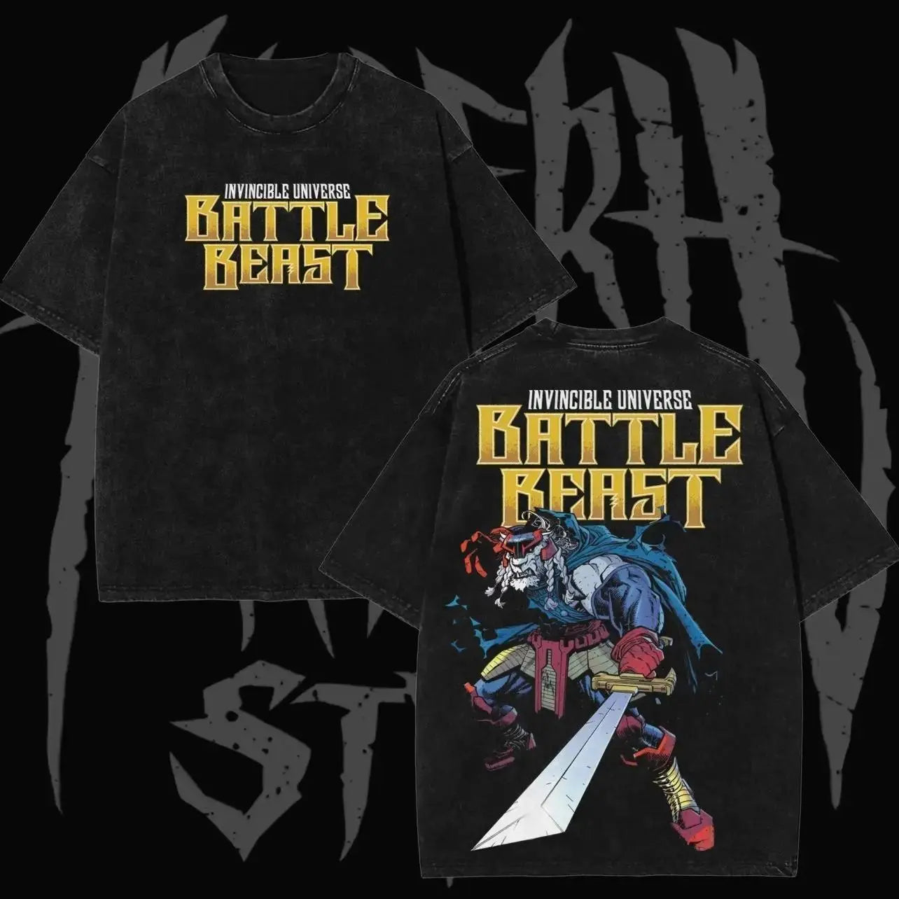 Retro Comic Invincible Battle Beast Graphic T-Shirt Collection – Premium Cotton Vintage Animated Style Washed Tee, Soft Breathable Oversized Streetwear Shirt Unisex, Gift for Him, Gift for Fan 90S Graphic American Casual Short Sleeve Tee,Gym & Streetwear