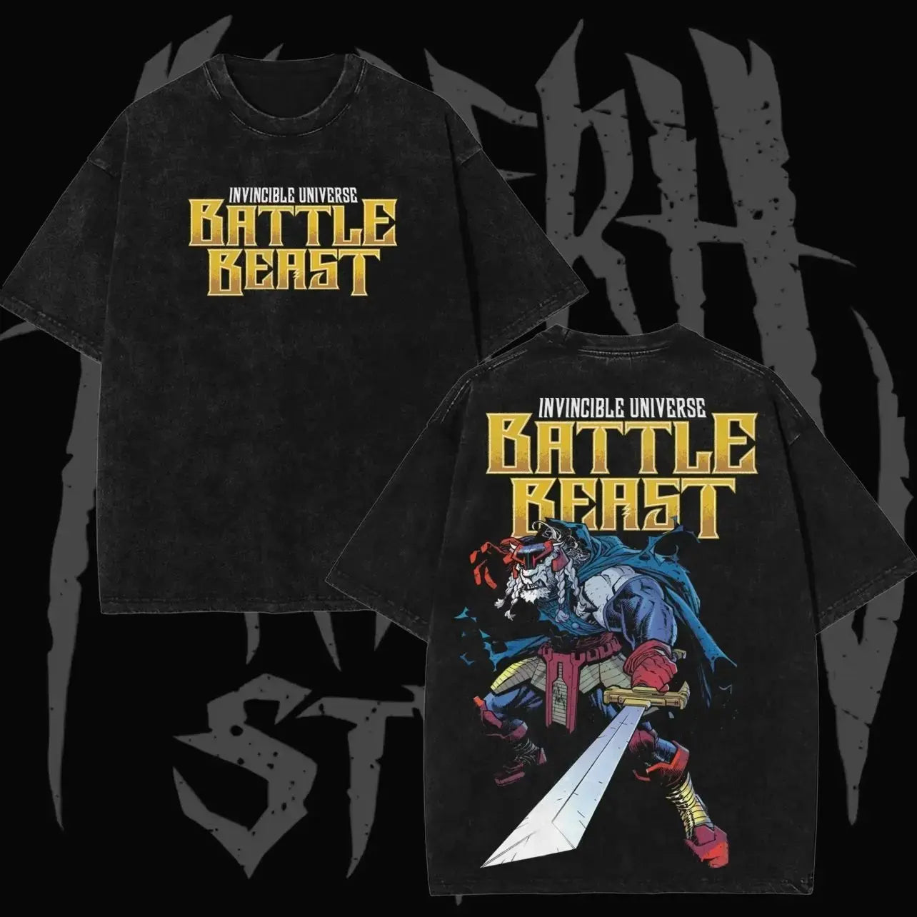 Retro Comic Invincible Battle Beast Graphic T-Shirt Collection – Premium Cotton Vintage Animated Style Washed Tee, Soft Breathable Oversized Streetwear Shirt Unisex, Gift for Him, Gift for Fan 90S Graphic American Casual Short Sleeve Tee,Gym & Streetwear
